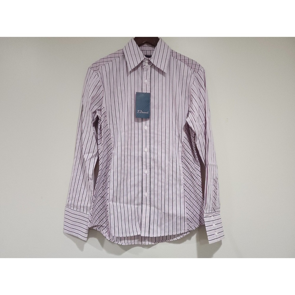 7 Diamonds How Bizarre Shirt Mens Medium Pink Multi Striped Casual Button Up